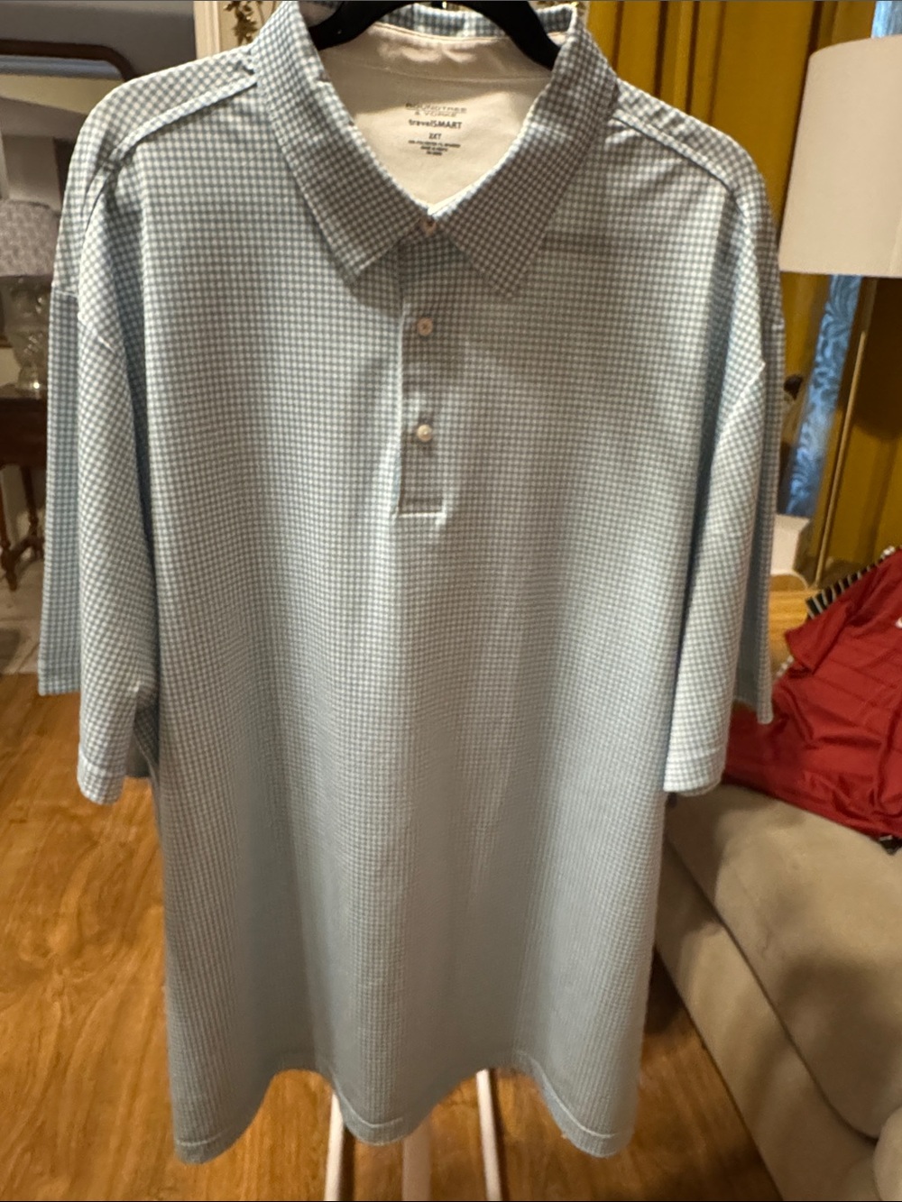 travelSMART blue gingham polo